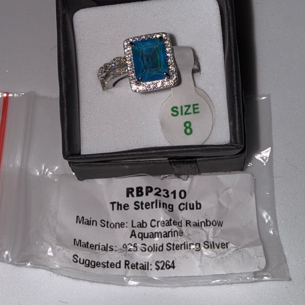 Sterling Silver Ring with Aquamarine Stone